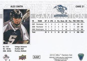 2010 Upper Deck Major League Lacrosse #21 Alex Smith Back
